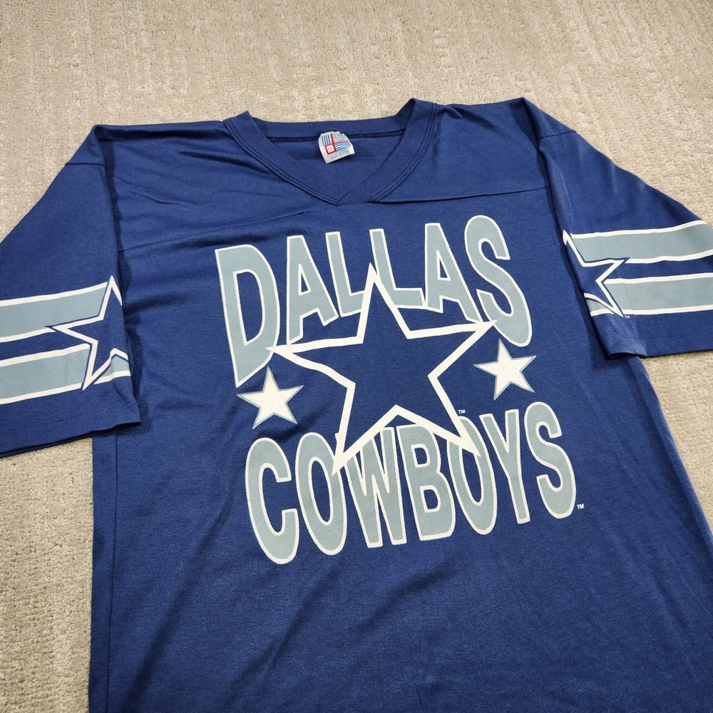 Vintage Dallas Cowboys Jersey Shirt Men Medium USA Made Blue Single Stitch NFL